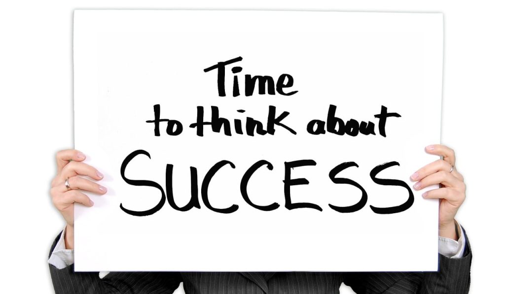 Time to think about success - written on a white board